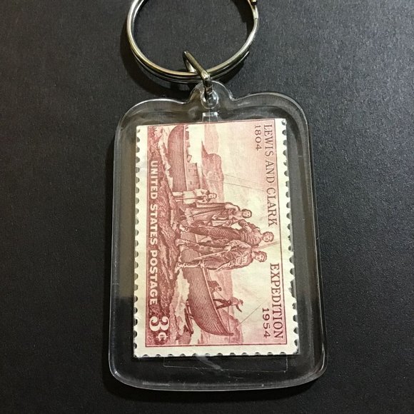 Lewis and Clark Keychain - Recycled Postage Stamp - Picture 2 of 7